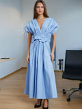 French Elegant Style Swing Dress 2025 New Fashion Temperament V-Neck Collage Flower Design High-Rise