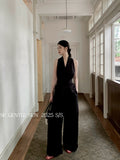 Fongt Xixi 2025 Spring New Temperament Linen Vest + High Waist Display Thin Leg Trousers Two Sets Of Women 89409