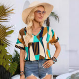 Summer Women's V Neck Short Sleeve Shirt T Shirt Shirt-Outfit