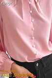 Stand Neck Button Blouse Shirts Women New Fashion Long Sleeve Pullover Tops Ladies Autumn Casual Loose Blusa