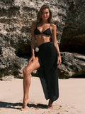 Fongt Spice Girls Small Mass Long Dress Flower Beach Set Solid Color Bikini Three-Piece Holiday Swimsuit