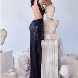 Fongt Spring Sexy Party Beads Irregular Temperament Evening Dress Female Hanging Neck