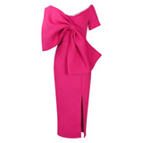 Fongt Party Dress Women's Sexy Big Bow Bow Open Dress Bag Hip Dress Dress