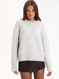 Fongt Short Gray Jacket Sweater For The Autumn And Winter 2025 Loose Long-Haired Alpaca Collar Knitted Shirt