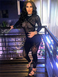 Thin Sexy Patchwork Stocking Lingerie Women See Through Jumpsuit Full Sleeve One Piece Female Inside Midnight Clothing-Outfit