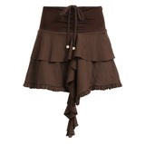 Retro High-Waisted Skirt 2024 Spring / Summer New Irregular Design A-Shaped Casual Skirt Trend-Outfit