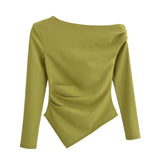 Fongt New Asymmetrical Elastic Repair Fashion Blouse 3644328