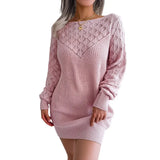 Wind Shooting Autumn And Winter Fashion Hollowed Out A Long-Sleeved Sweater Skirt Explosion
