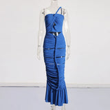 Temperament Slimming Dress 2025 Summer New Fashion Design Folding Long Dress