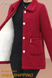 Fongt Fongt Jacket Women Fleece Warm Lamb Wool Coat 2023 New Solid Long-Sleeved Outerwear Middle-aged Female Basic Coat Oversize 5XL 1215-1-Outfit