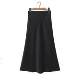 Trendy Women's Dress In Spring And Summer, The New Concise Medium And Long Style Bright Full-Length Skirt, Basic Bag Hip Skirt.-Outfit