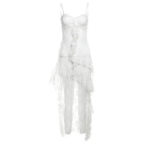 2024 Summer New Women's Clothing Pure Hot Girl Wind Hollow Lace Irregular Pendulum
