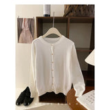 Fongt Style Gentle Retro Small Gold Button Net Version Long-Sleeved Knitted Shirt Women Autumn Collar Soft Glutinous Sweater