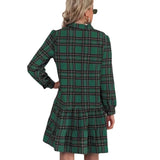 Fongt Spring And Summer Cake Dress Plaid Shirt Long Sleeve Single-D Row Buckle Women's Clothing