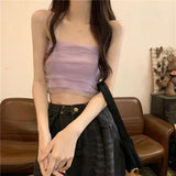 Lace Purple Slings Women Summer New Net Red Anchor Vest Wearing Sweet Hottie Short Sleeveless
