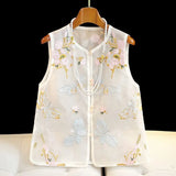 The Summer Of 2024, A Light Vest With A Round Collar And A New Chinese Style Embroidered Vest With Chinese Style Embroidered Horse Clip Folded Into A Coat.-Outfit