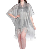 Fongt Women's Sunscreen Gold And Silver Ribbon Cuffed Fork Shawl Beach Hoodie