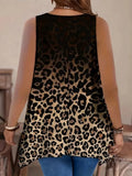 Fongt Large-Size Lady Leopard Color Printing Irregular Pendulum Leisure Long Vest Sling