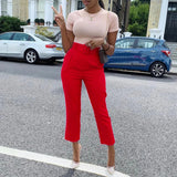 Fongt 2025 New Elegant OL Professional Trousers Thin Small Foot Pants African High-Waisted Casual Pants
