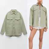 2021 Buttoned Overshirt Women Long Sleeve Front Pockets Vintage Casual Shirts Chic Plus Size Summer Top Feminine Loose