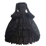 Retro Gothiced Court Dress Royal Lady Ball Dress Square Neck Tight Waist Bowknot Women Elegant Costume vestido ropa-Outfit