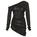 Fongt 2025 Autumn New Women's Hottie Pure Desire Design Thin Perspective Irregular Waist Repair Body