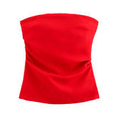 Fongt Fashion Folded Women's New Trend Brag Vest Solid Color Bhise Repair Body Small Top