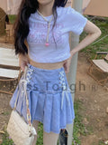 Kawaii Elegant Party Mini Skirts Women Black Casual Korean Style Denim Skirt Female A-line Sweet Pleated Skirt Summer