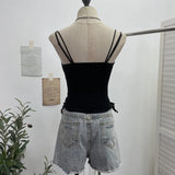 Fongt Outside Wearing Hottie Fake Two Splicing Lace Slings Vest Short Sleeveless Top 12282