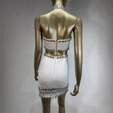 New Heavy Industry Diamond-Stry Metal Decorative Sling Dress With A Short Design