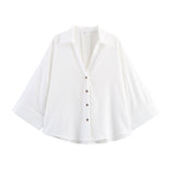 Fongt Summer Linen-Mixed Wide-Sleeved Shirt 2340712300
