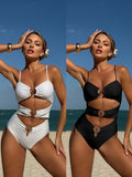 2025 New Metal Ring Steel Nail Brabed Hollowed-In-Clip Swimsuit