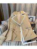 For Women Autumn 2023 Oversized Double Breasted Official Ladies Suits Sailor Collar Long Sleeve Jackets Mujer