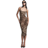 Fongt 2025 New Women's Hottie U-Necked Dresses With Sexy Leopard Sling Dresses