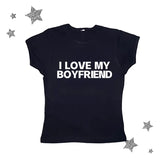 LOVE MY BOYFRIEND Summer Fashion Girls Pink Y2k Crop Top Harajuku Short Sleeve Women T-Shirt Baby Tee Streetwear EMO Girl Punk-Outfit