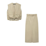 Fongt New Folded Loose Vest 0518251 Straight Skirt 8710060