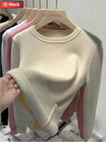 Warm Sweater Pullover Women Slim Thicken Plush Velvet Lined Knitwear Jumper Korean Half Turtleneck Poleras Soft Knit
