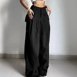 Fongt Fashion Pure Color Loose Straight Pocket Leisure Woven Trousers 2025 New Summer