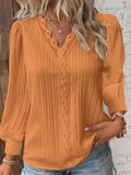 Fongt Explosion Autumn Long Sleeve V-Neck Lace Spliced Shirt Women's Shirt Women's