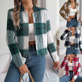 Wind 2025 Live Shooting Autumn And Winter Leisure Lattice Long Sleeves Of The Sleeves Women's