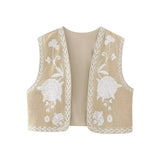 Fongt 2025 New Women's Clothing Embroidered Tard Vest