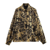 Fongt 47 Hot Temperament Long-Sleeved Shirt Design Retro Collar 57 Sense Of New Women's Clothing