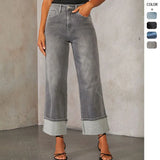 Fongt 2025 New Elastic Straight Jeans Women's Quality Retro Curly Waist Trousers