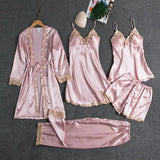 Fongt Pajamas With Thoracic Silk Sexy Slings Gold Five-Piece Set Of Pajamas Thin