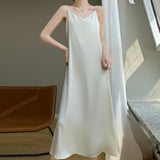 Fongt Acetate Silk Sling Dress Women Summer Loose Inside The Long Dress French Design Fairy Set Of Blind