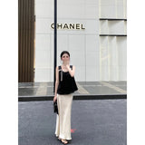 Fongt Slim Slimy Leisure Sleeveless Top With Temperament High-Waist A-Word Skirt Suit
