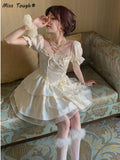 Sexy Princess Kawaii Dress Women Lace Japanese Lolita Party Mini Dress Female Korean Fashion Sweet Designer Dress
