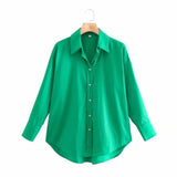 Women Turndown Collar Yellow Loose Blouse Female Long Sleeve Shirt Casual Lady Tops Blusas