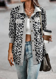 2023 Spring Autumn Women Jackets and Coats Full Sleeve Leopard Print Pockets Single Button Corduroy Winter Female