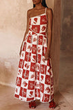 Fongt Dress Fashion Sling Positioning Print Three-Dimensional Lace 8052
